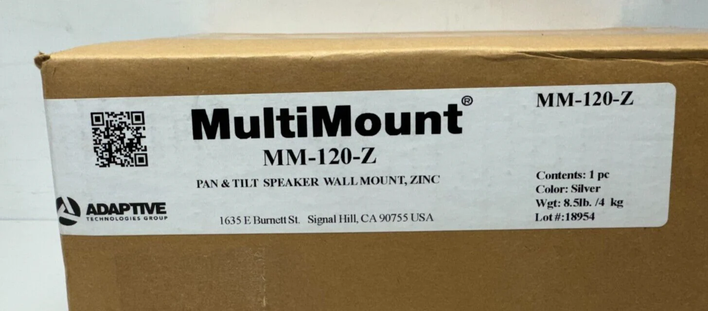 Adaptive MM-120-Z MultiMount, Pan and Tilt Speaker Wall Mount, 120lb, Zinc plate - Image 3