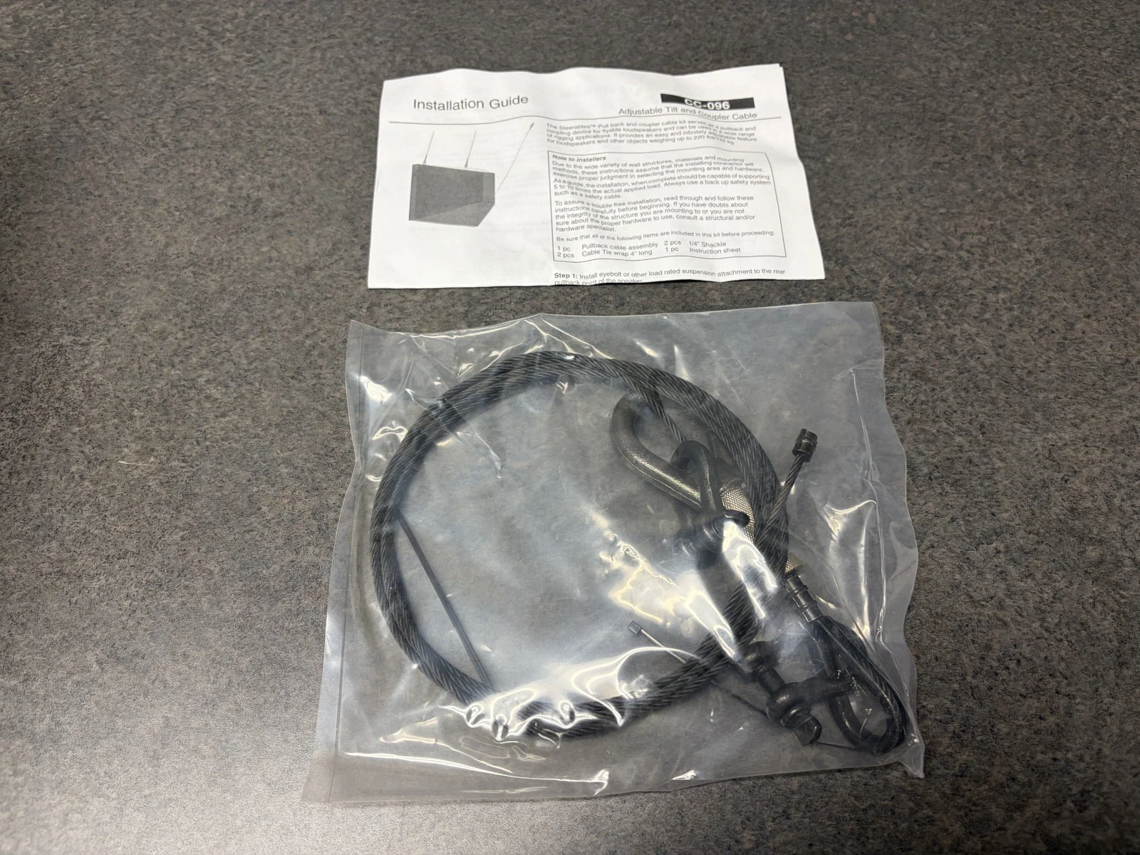 Adaptive Technologies Group CC-096 Wire Rope Tilt Cable Coupler Kit for Speaker - Image 2