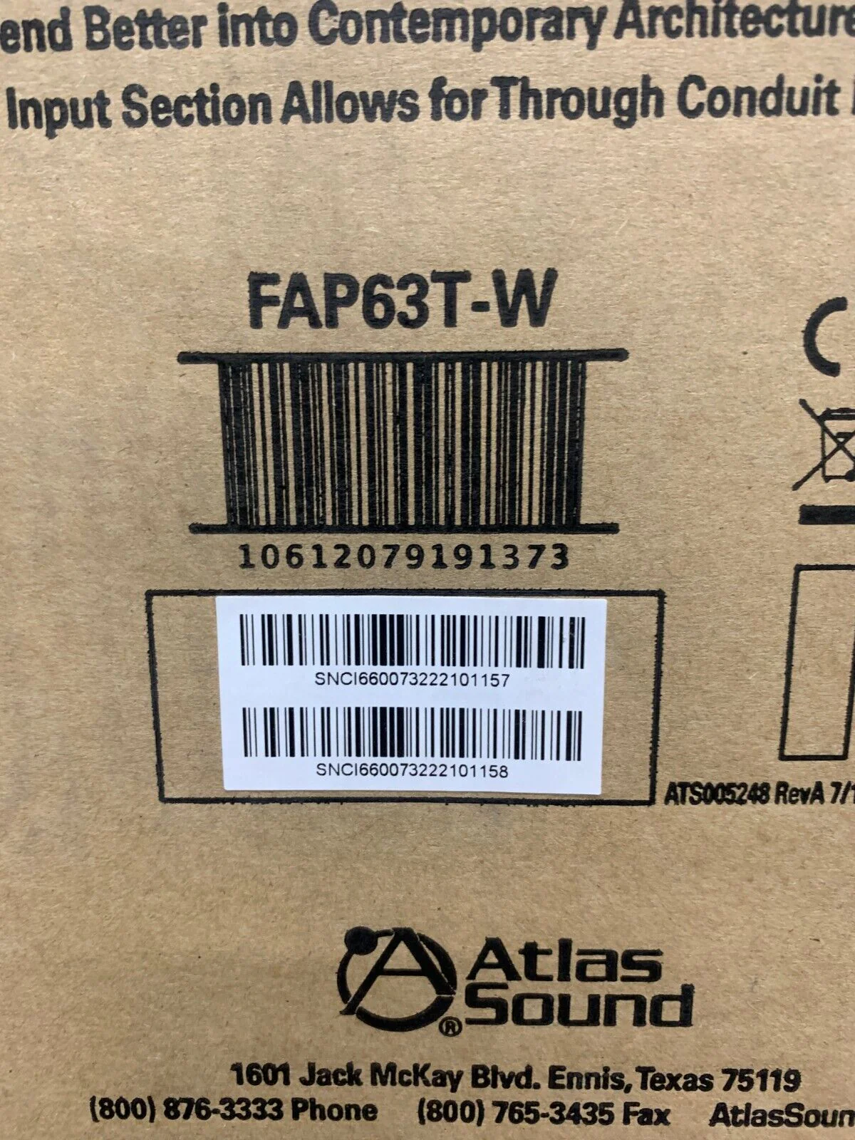 Atlas Sound FAP63T 6.5" In-Ceiling Coaxial Speaker 32W, 70/100V (Pair) WHITE - Image 2