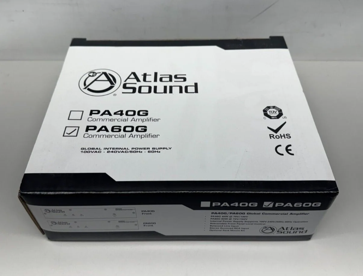 Atlas Sound PA60G 60W Single-Channel Power Amplifier with Global Power Supply