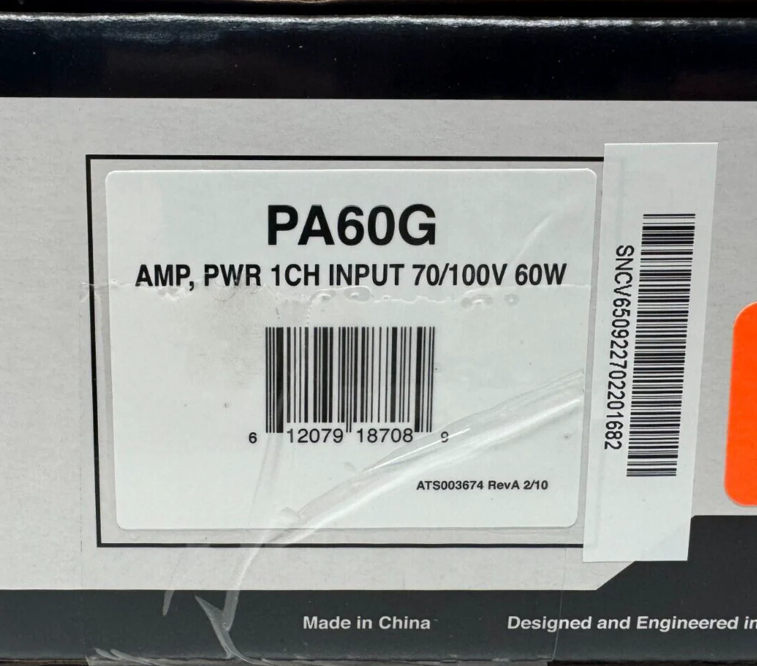 Atlas Sound PA60G 60W Single-Channel Power Amplifier with Global Power Supply - Image 2
