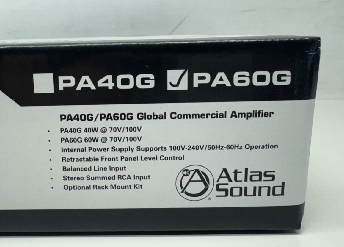 Atlas Sound PA60G 60W Single-Channel Power Amplifier with Global Power Supply - Image 3