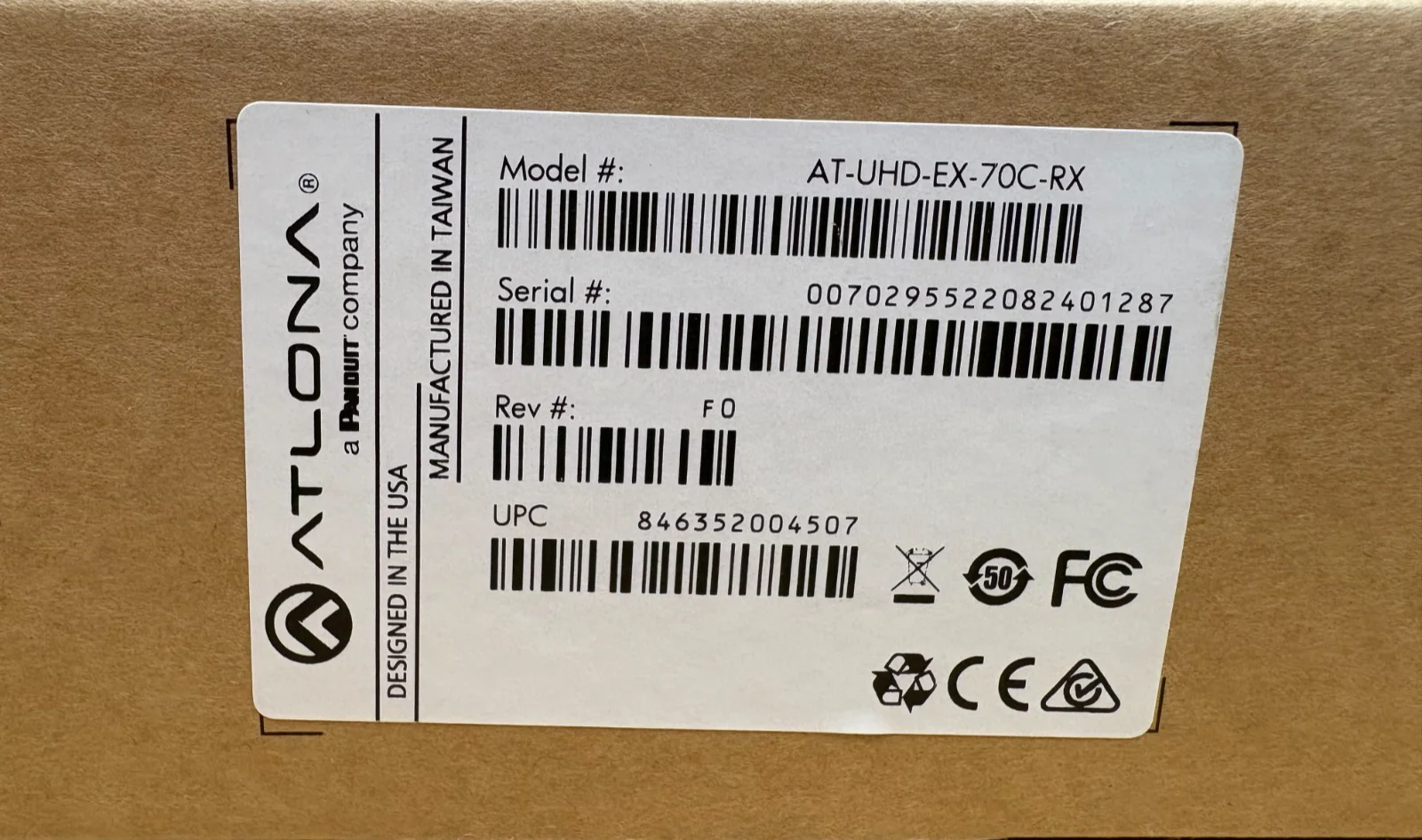 Atlona 4K HDMI Receiver (P/N: AT-UHD-EX-70C-RX)