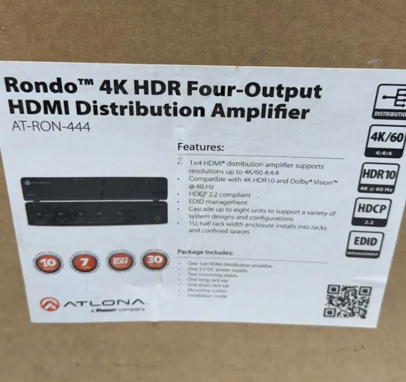 Atlona AT-RON-444 Rondo 444 4K/HDR 1x4 HDMI Distribution Amplifier - Image 3