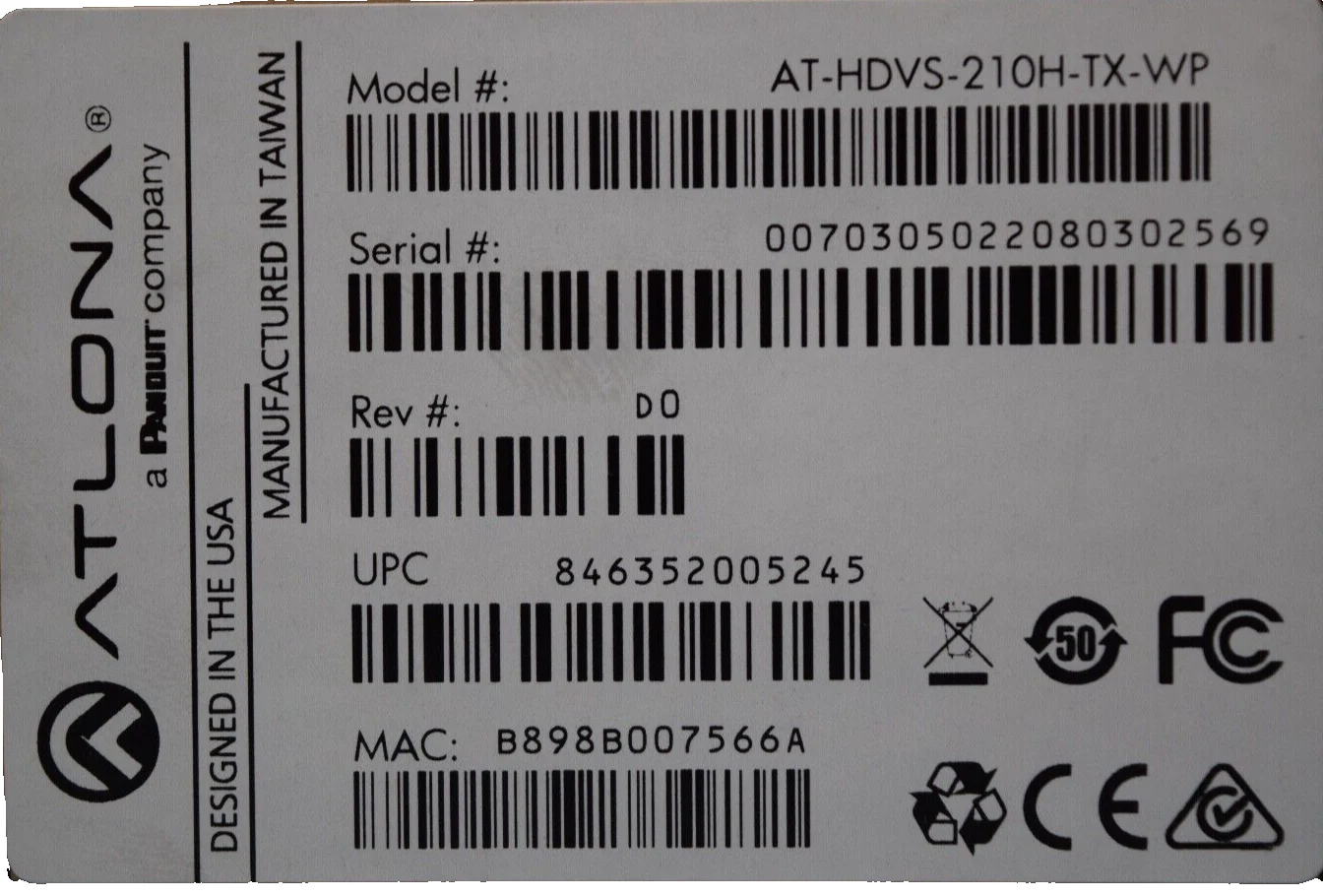 Atlona HDMI over Ethernet Transmitter AT-HDVS-210H-TX-WP - Image 3