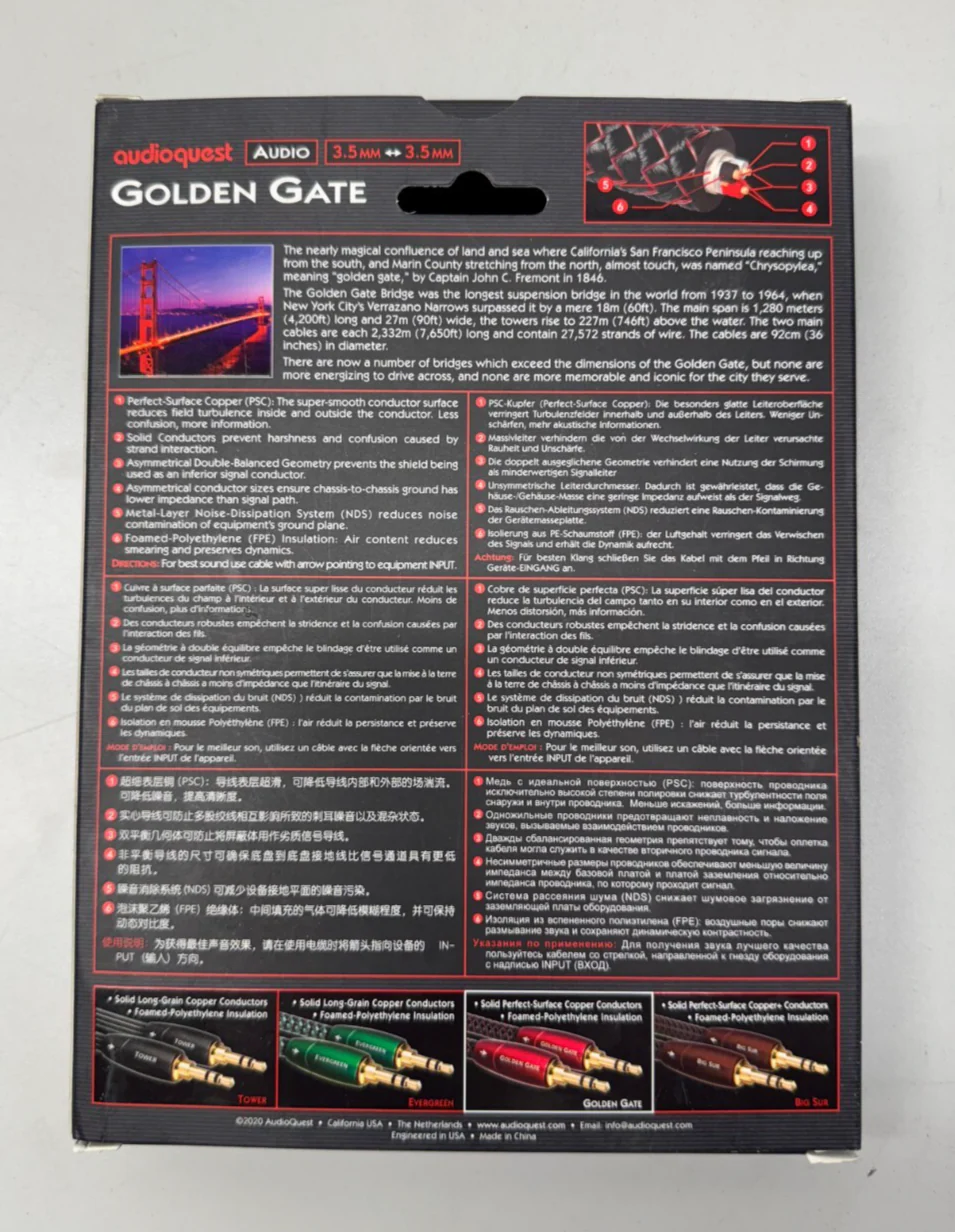 AudioQuest Golden Gate 3.5mm Male to 3.5mm Male Cable - 9.84 ft. (3m) GOLDG03M - Image 3