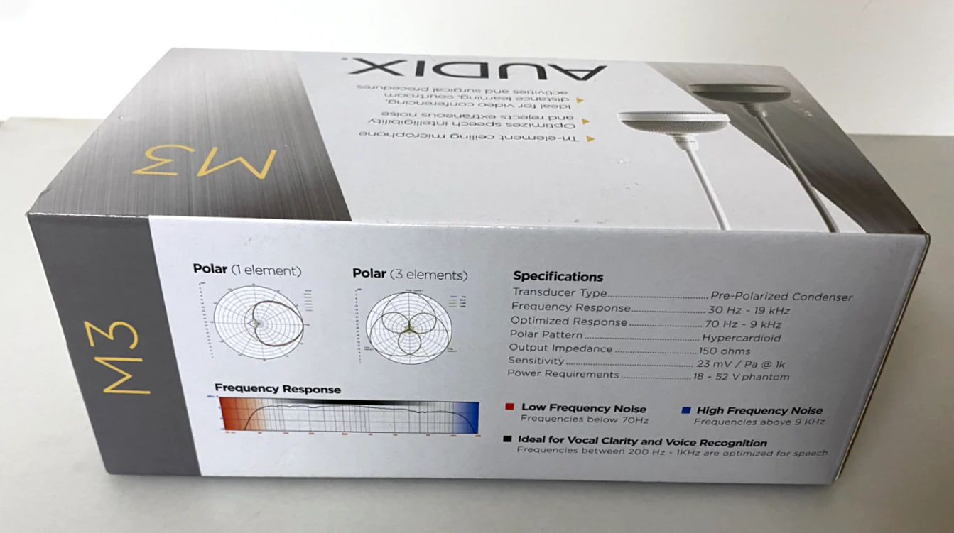 Audix M3 Tri-Element Ceiling Microphone / Hypercardioid Condenser (M3W6) - Image 2