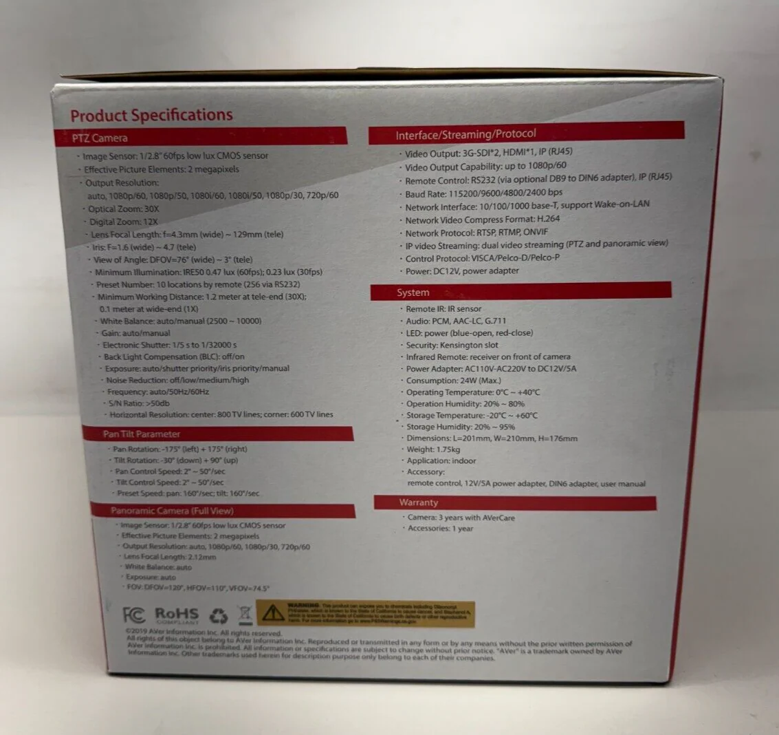 AVer TR530+ Auto-Tracking PTZ Camera with 30x Optical Zoom - Image 4