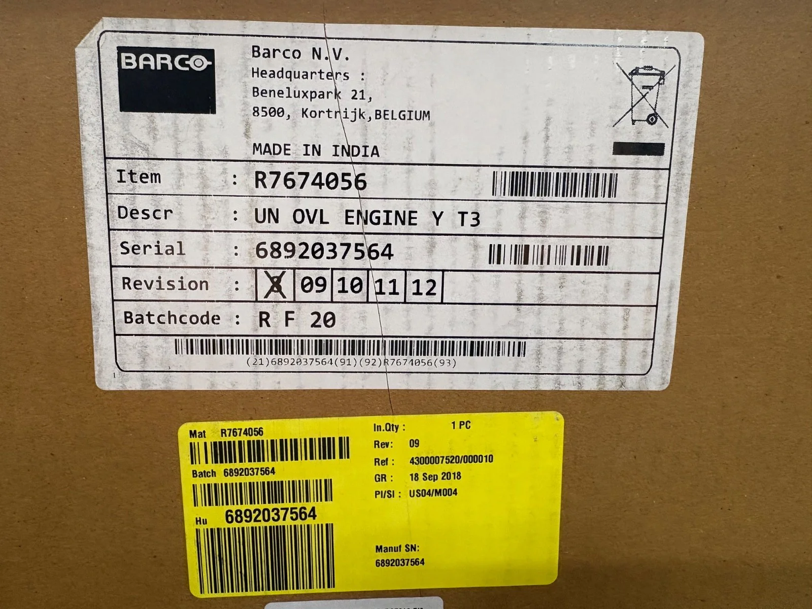 Barco UN OVL Engine Y T3 / R7674056 NEW Sealed Box - Image 3
