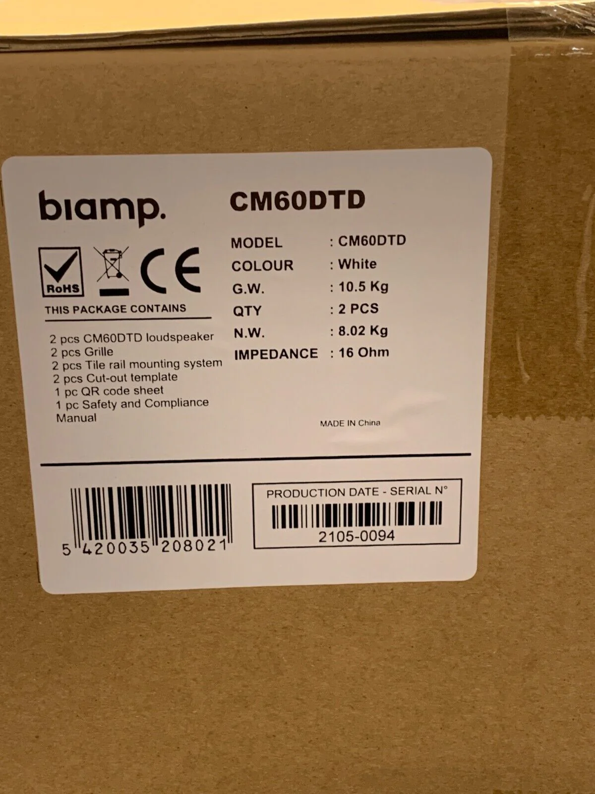 Biamp CM60DTD Full Range 6.5” Two-Way Thin-Edge Ceiling Loudspeaker (Pair) White - Image 2