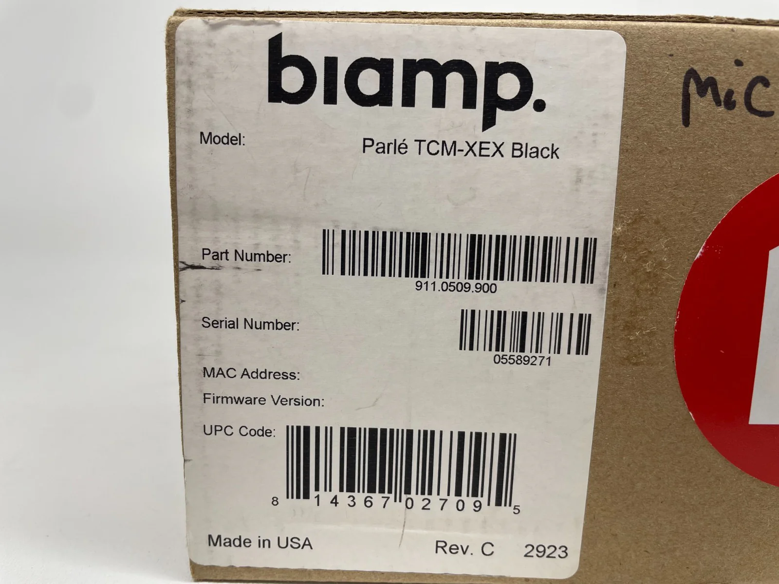 Biamp Parle TCM-XEX Black Beamtracking Ceiling Microphone (911.0509.900) - Image 2