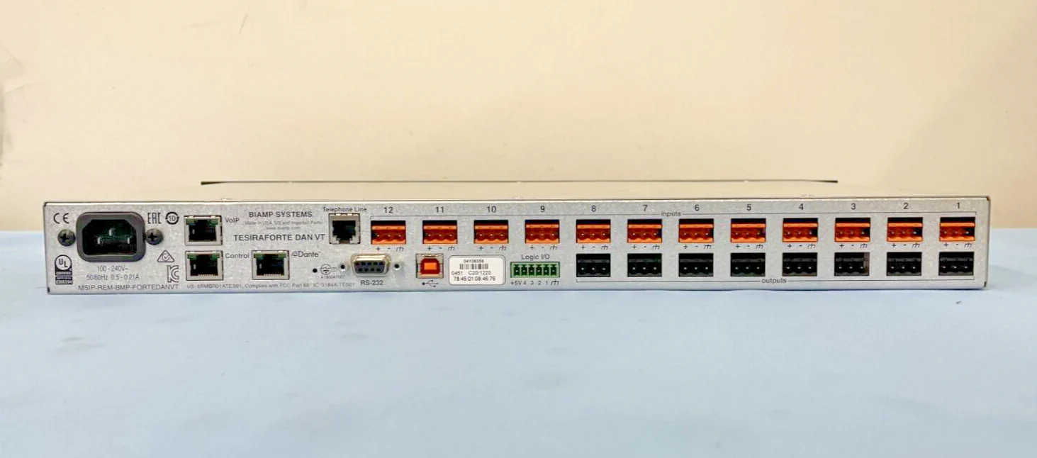 Biamp TesiraFORTE DAN VT Digital Audio Server Fixed I/O DSP Signal Processor - Image 3