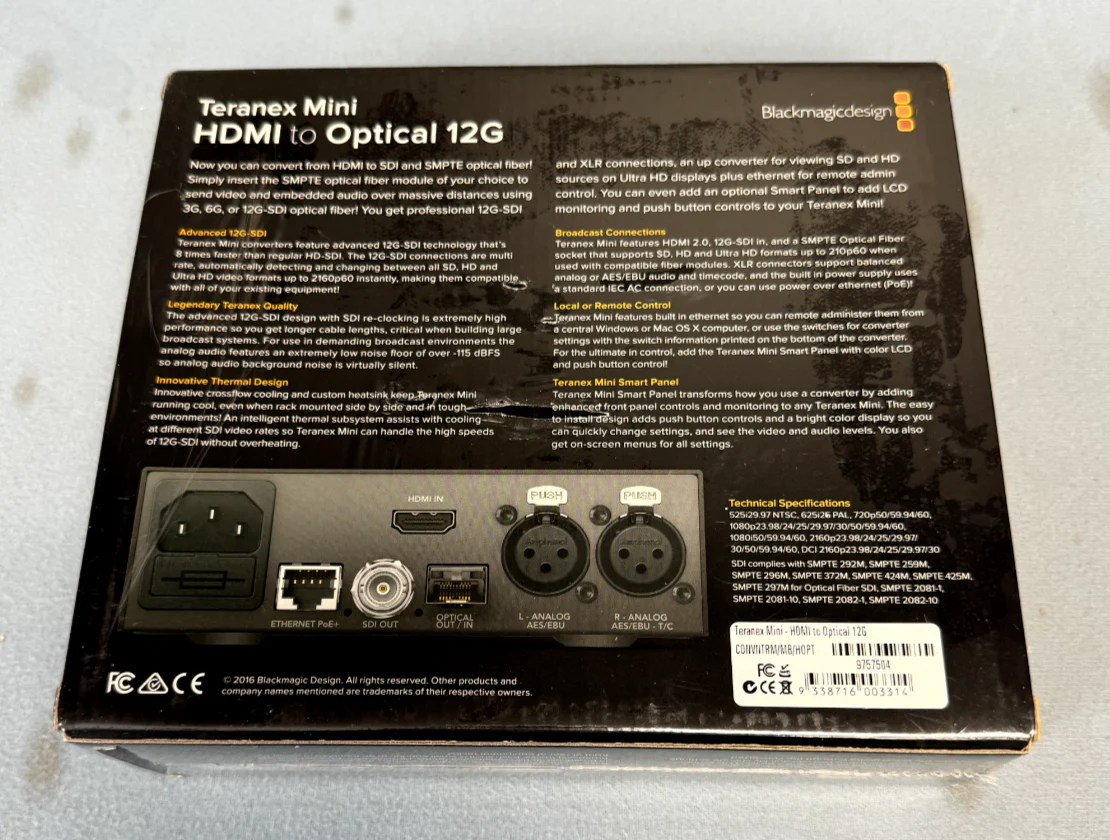 Black Magic Design Teranex Mini HDMI to Optical 12G Converter CONVNTRM/MB/HOPT - Image 2