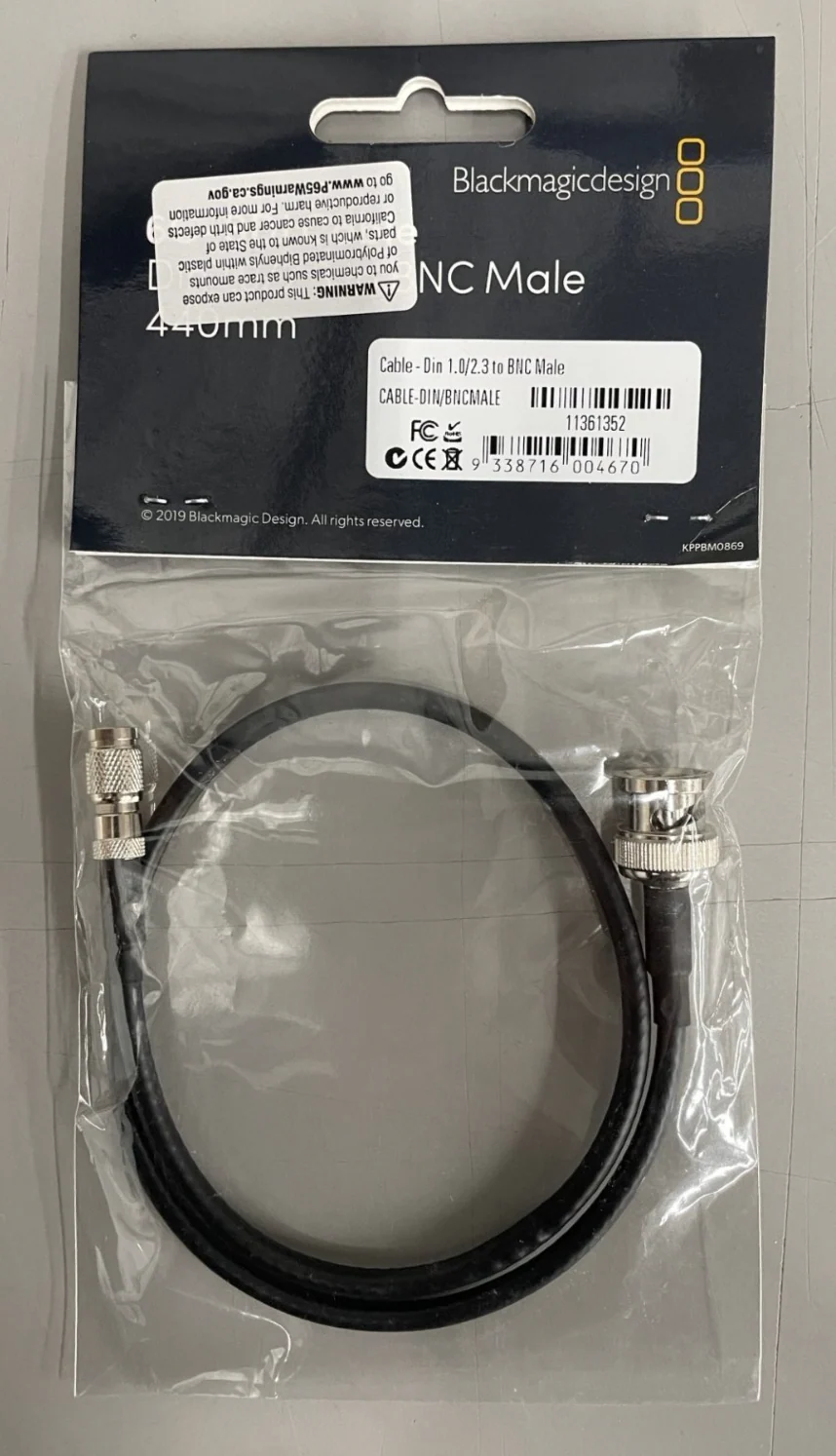 Blackmagic Design 6G-SDI Cable Din 1.0/2.3 to BNC Male 440mm Micro Video Assist - Image 3