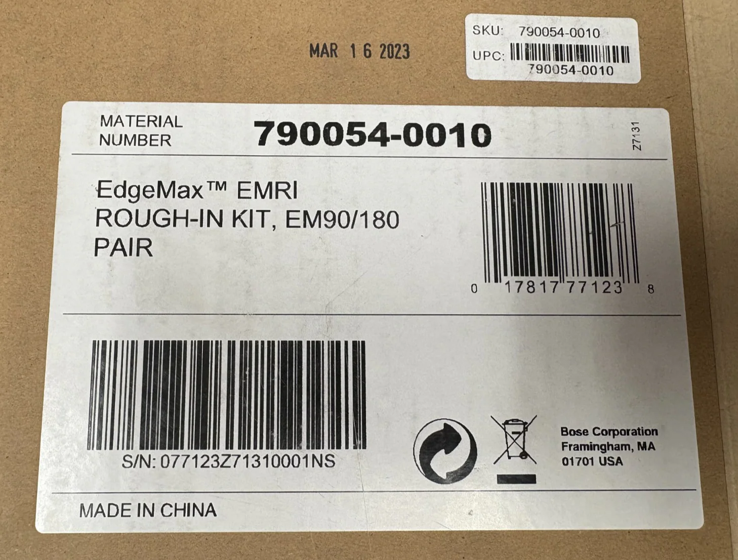 Bose Rough-in pan for EdgeMax EM90/EM180 Loudspeakers