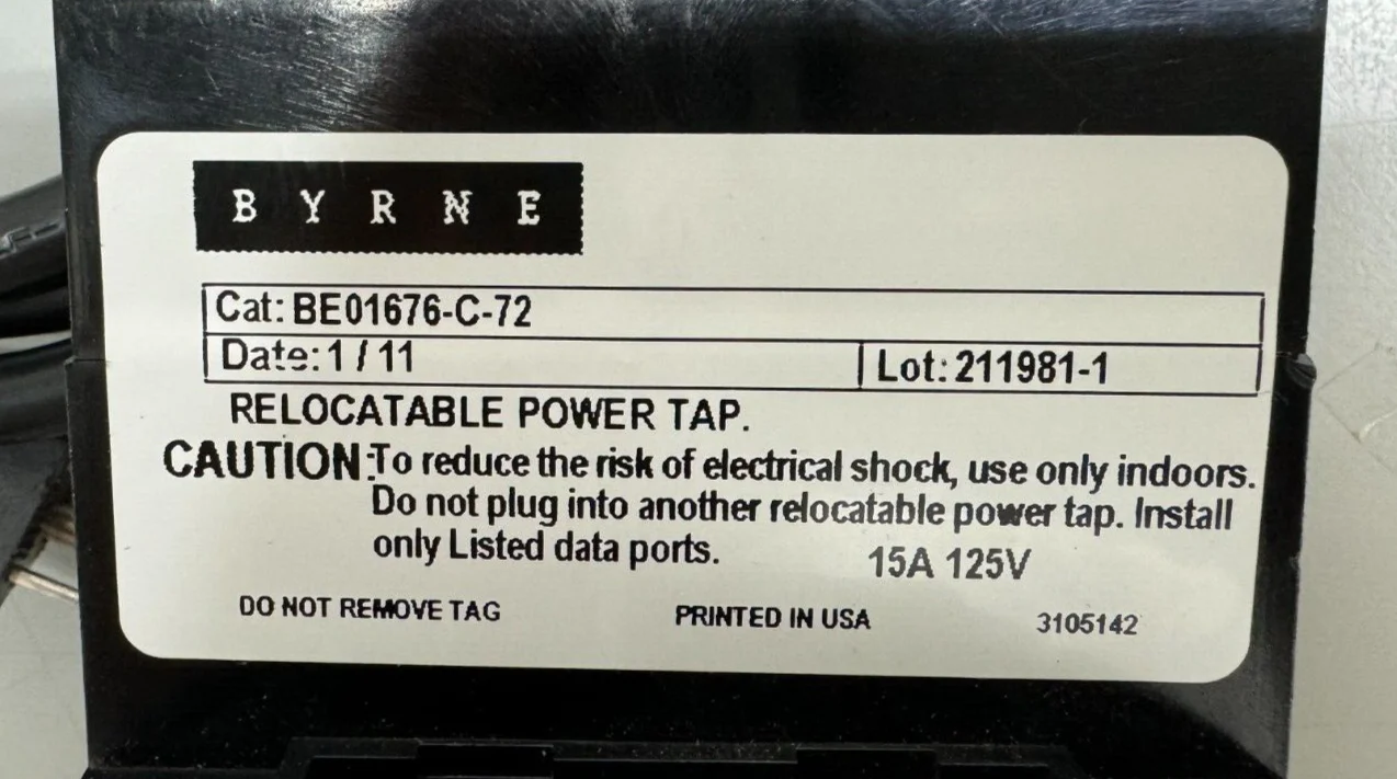 Byrne Medical BE01676-C-72 Relocatable Power Tab 125V 15A - Image 2