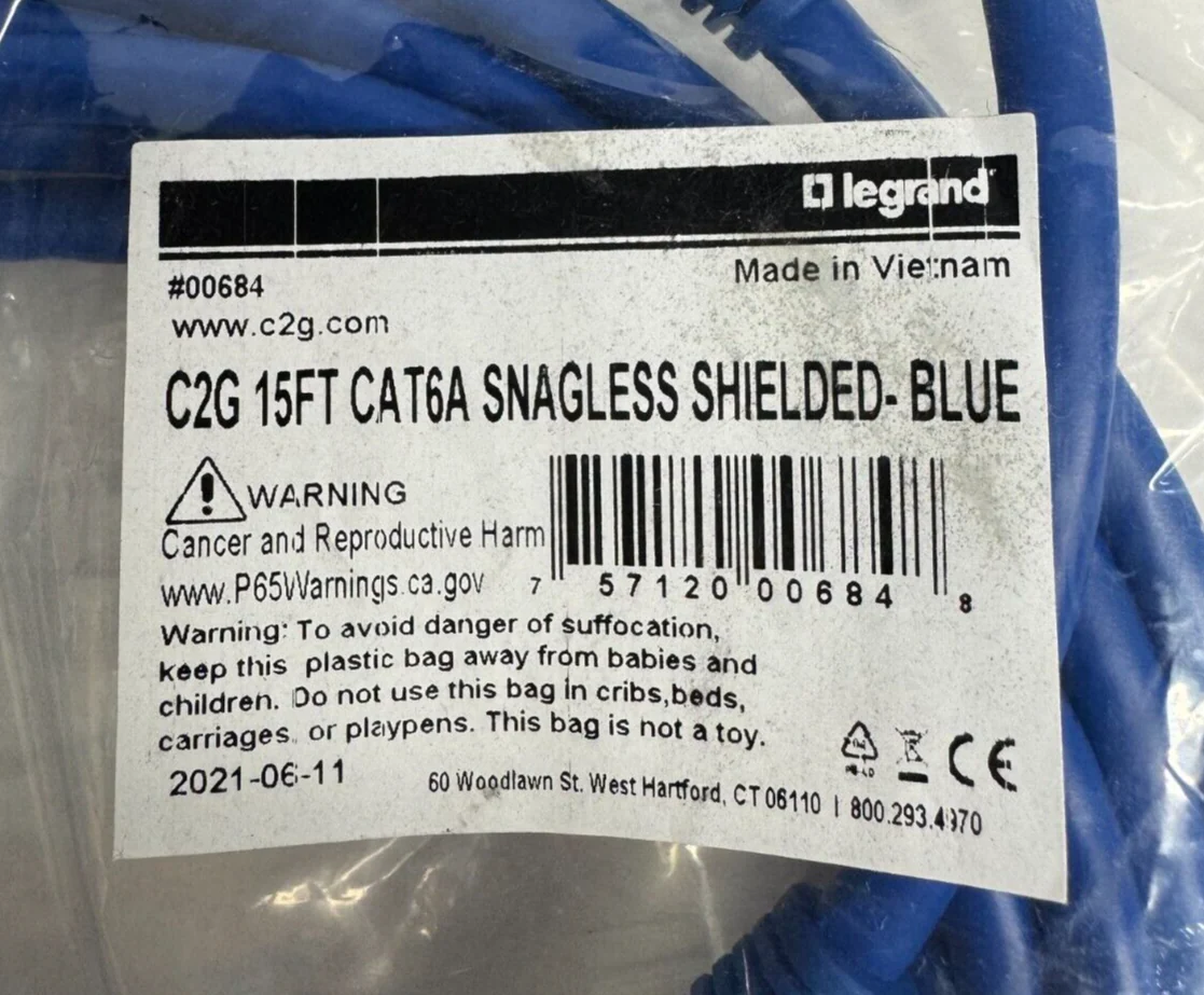 C2G 00684 15ft Cat6a Snagless Shielded Ethernet Network Patch Cable LOT OF 11 - Image 3