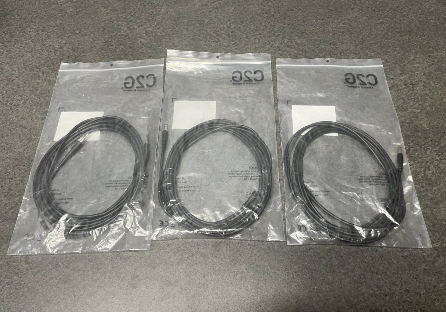 C2G 22602 10Ft Slim Aux 3.5mm Audio Cable Male to Male Lot of 3 - Image 2