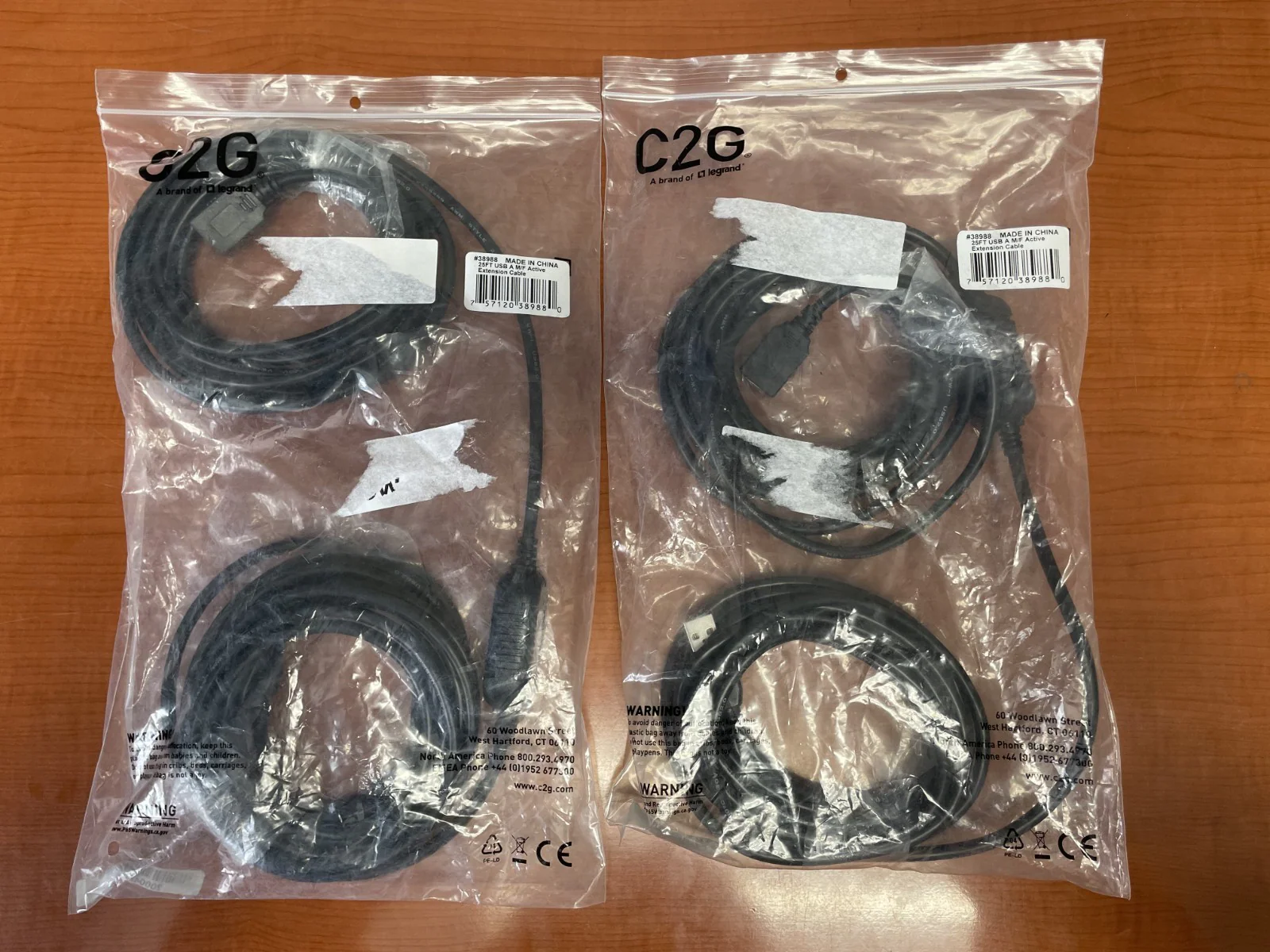 C2G 25ft USB A M to F Active Extension Cable LOT OF 2