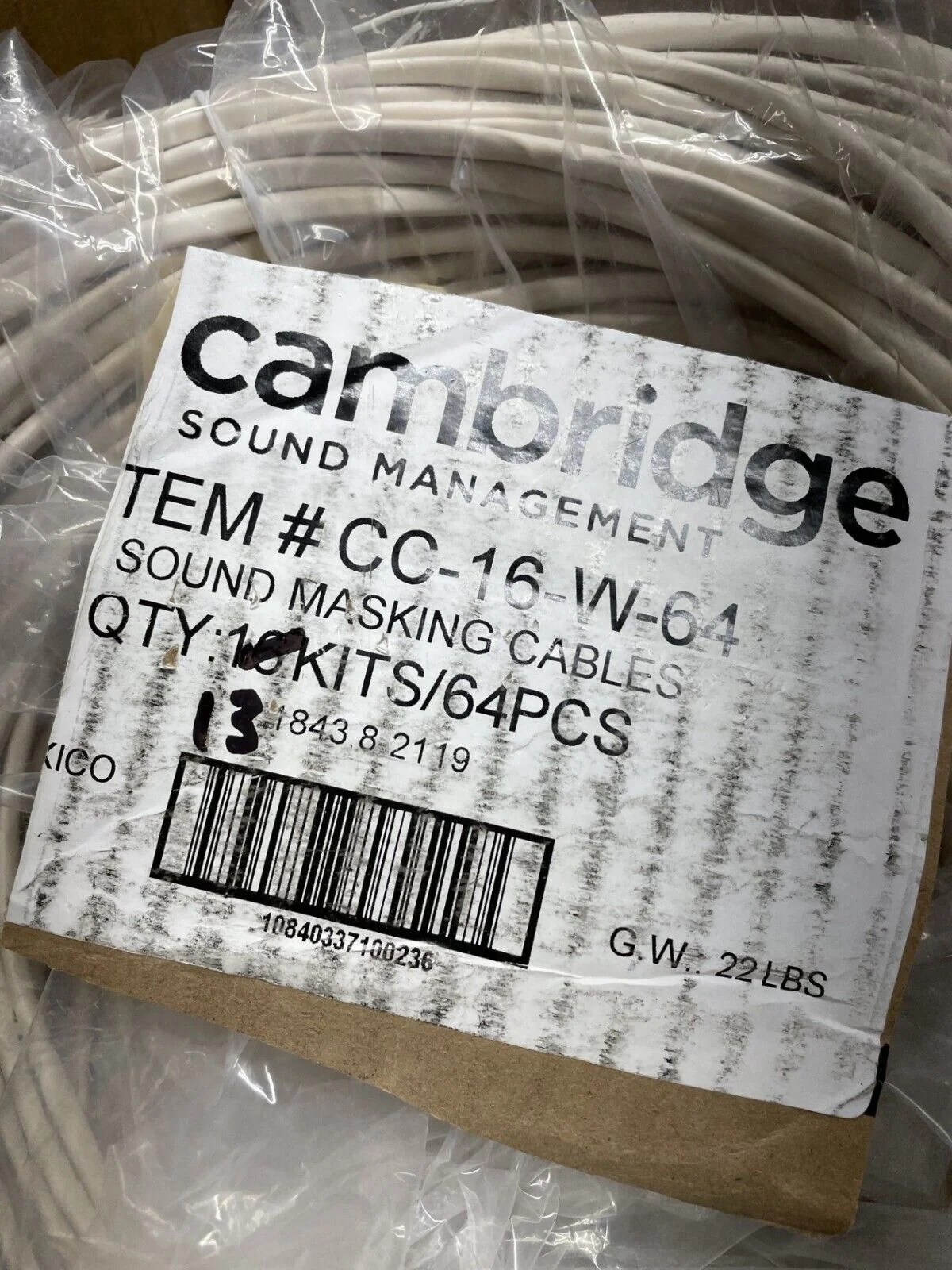 Cambridge Sound Management CC-16-W-64 Masking Cables - 13 Kits / 52 Cables - Image 3