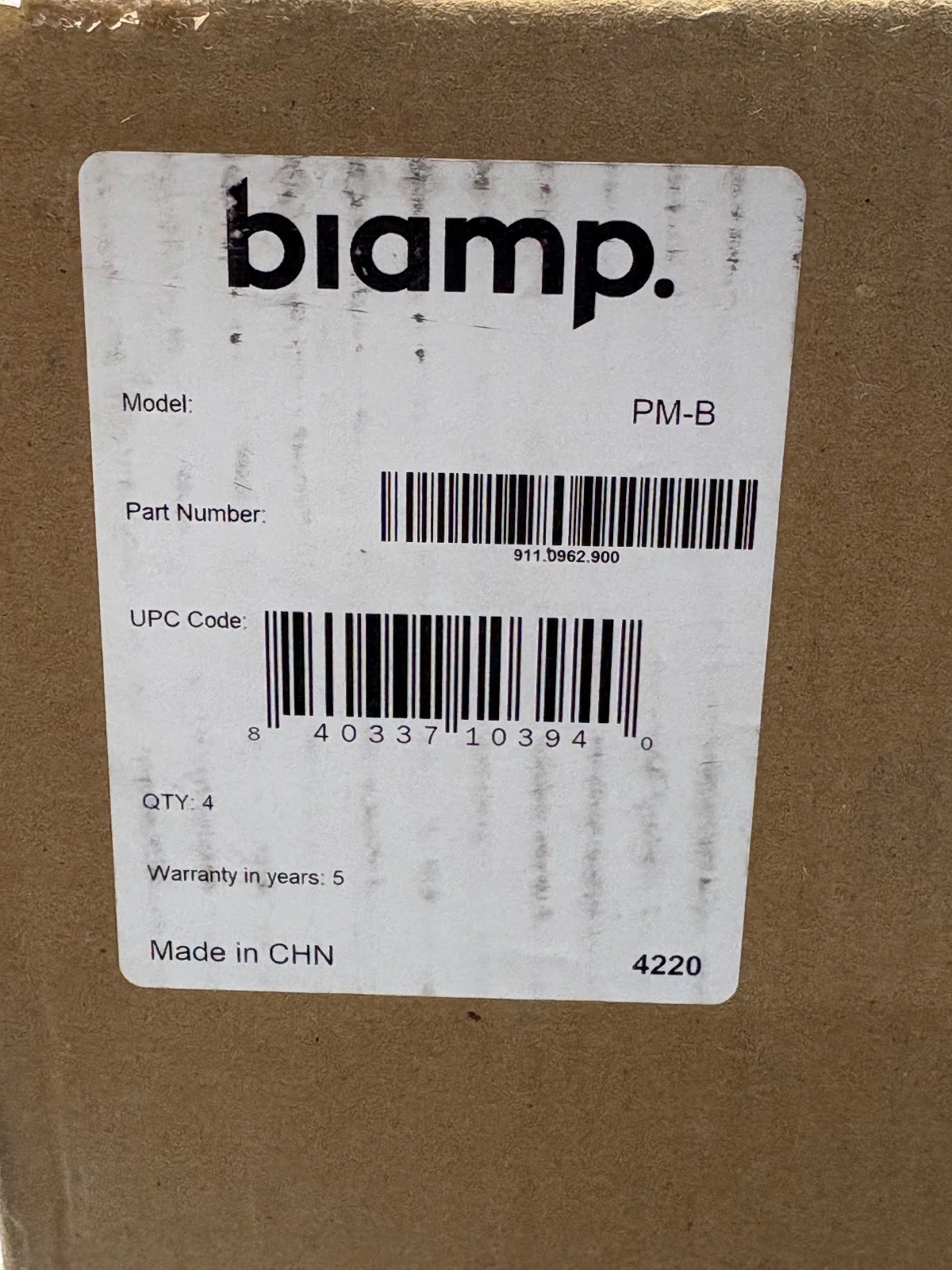 Cambridge Sound PM-B Pendant Mount Bracket (Black) Box of 4 Biamp 911.0962.900