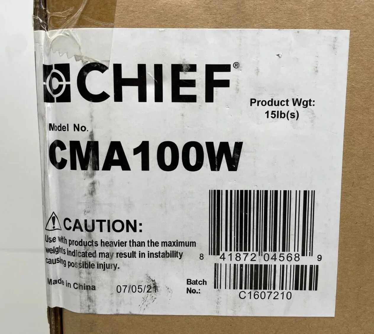 CHIEF CMA100W 8" Ceiling/Mounting Plate Adjustable 1.5" NPT Column 500 lbs WHITE - Image 2