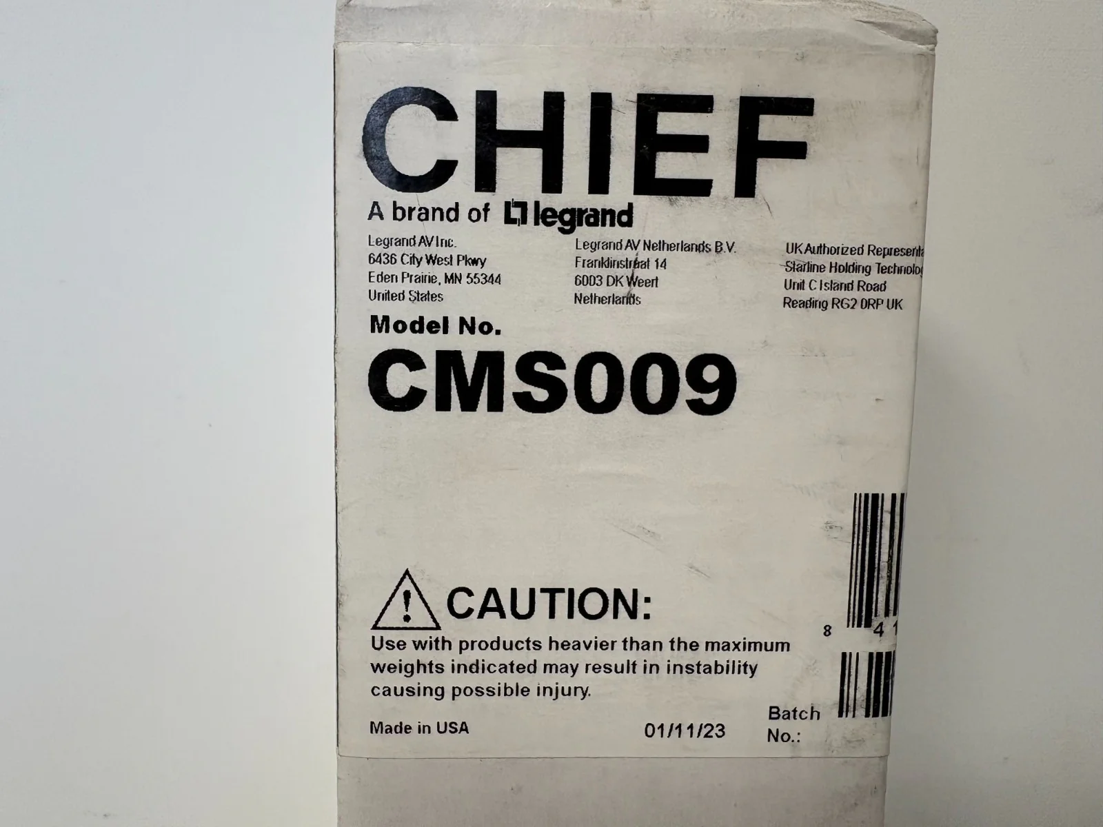 Chief CMS009 Fixed Extension Column, Pole Extension Series