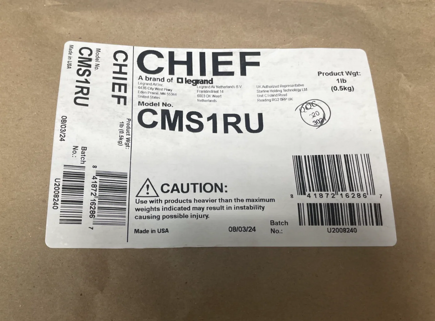 Chief CMS1RU 1RU Rack Mount Brackets Lot of 2 - Image 3