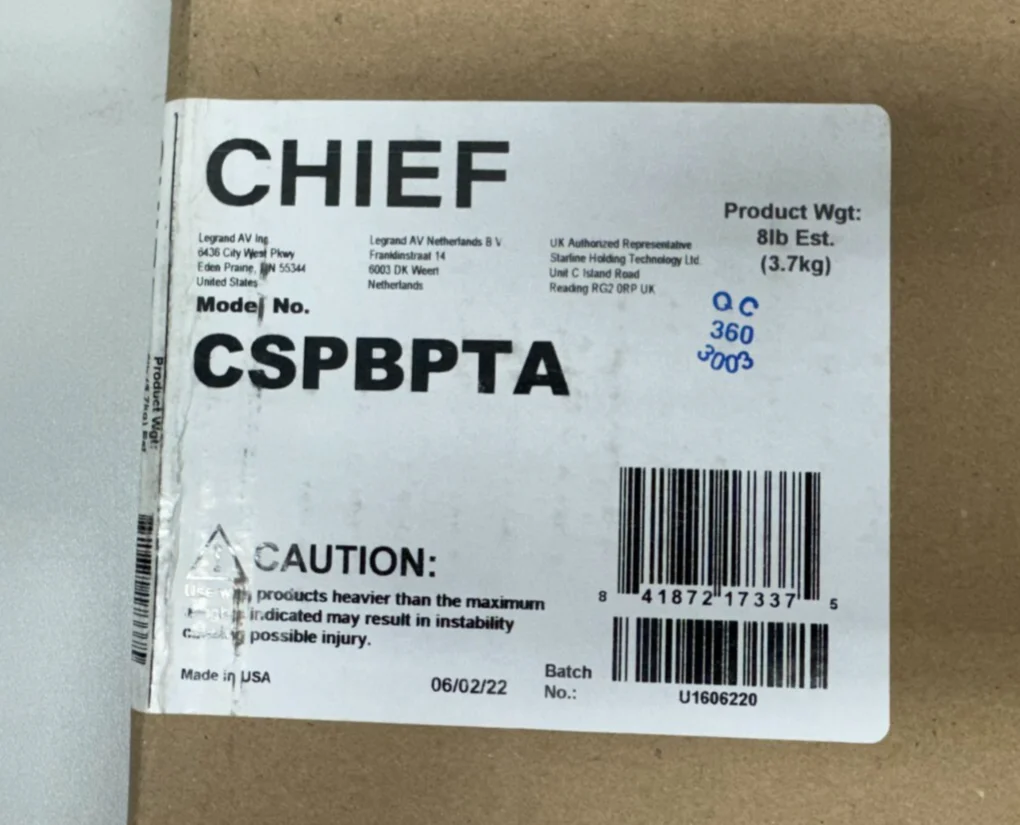 Chief CSPBPTA Proximity Component Storage Panel TA Backplane for TA500 and TA501 - Image 3