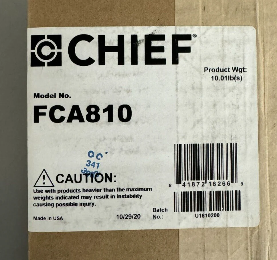 Chief FCA810 Fusion Above/Below Shelf for Fusion Mounts (Black, 8") - Image 2