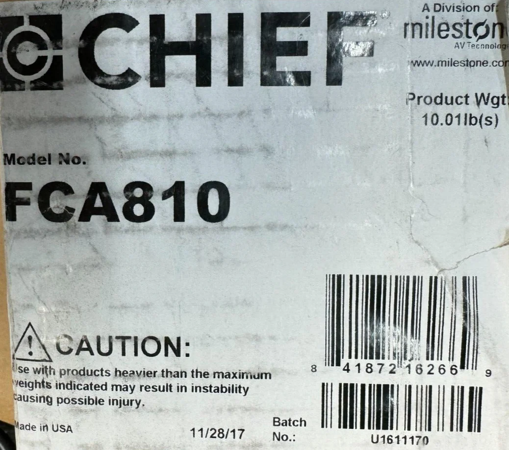 Chief FCA810 Fusion Above/Below Shelf for Fusion Mounts (Black, 8") - Image 3