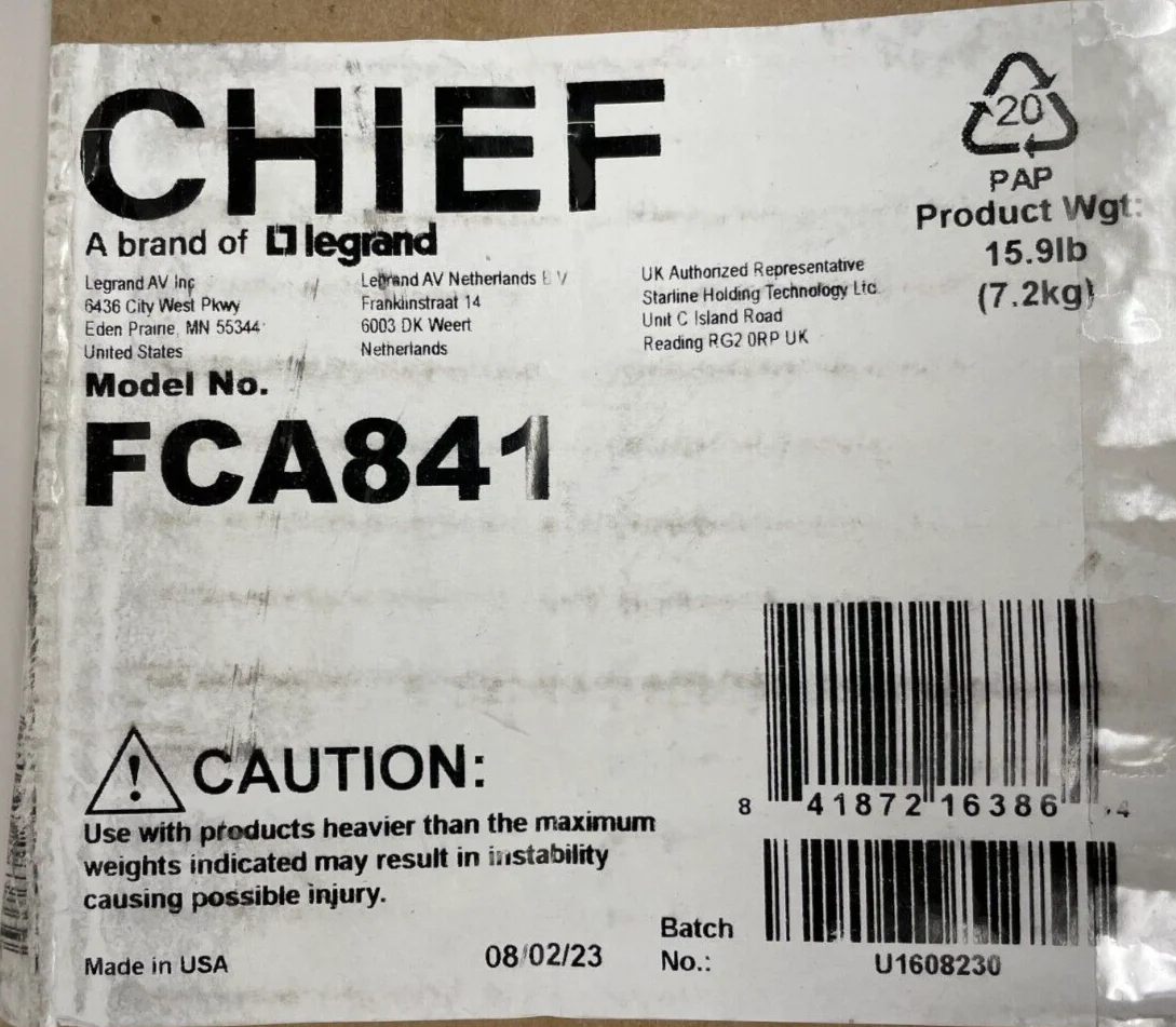 Chief FCA841 Fusion Side Channel Speaker Adapter for Extra Large Displays - Image 2