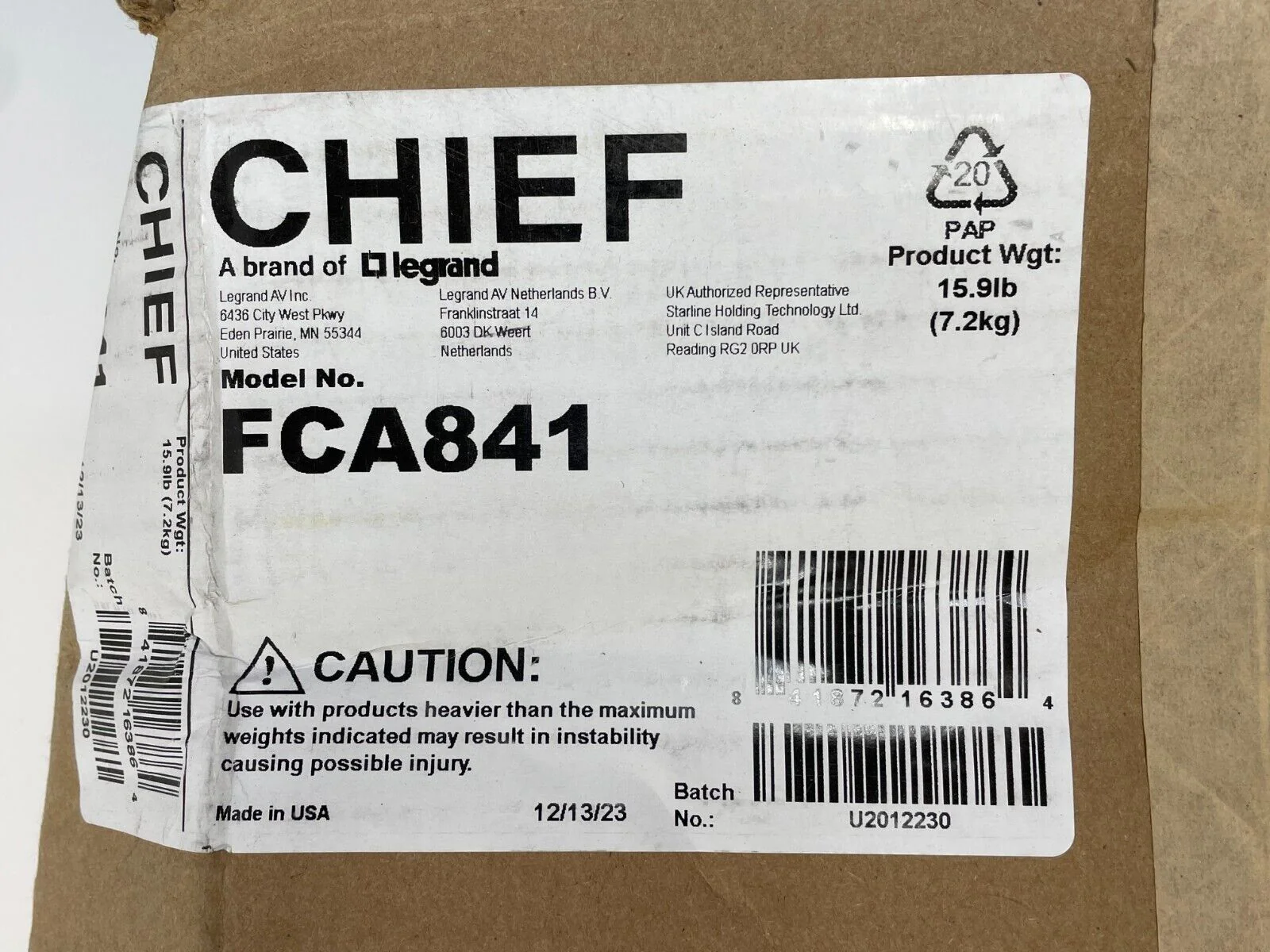 Chief FCA841 Fusion Side Channel Speaker Adapter for Extra Large Displays - Image 2