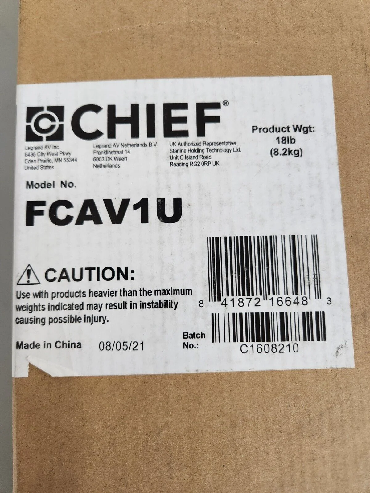 Chief FCAV1U FUSION Mount Pull-Out Accessory for Wall Mounts 11" Extension NEW - Image 2