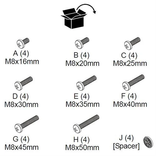 Chief FHB5147 Universal Flat Panel M8 8mm Mount Hardware Pack / Kit - New - Image 2