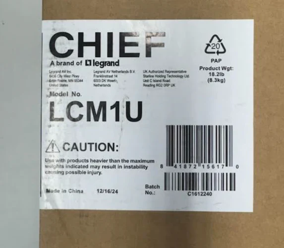 Chief LCM1U FUSION Large Flat Panel Ceiling Mount (Black) - Image 3