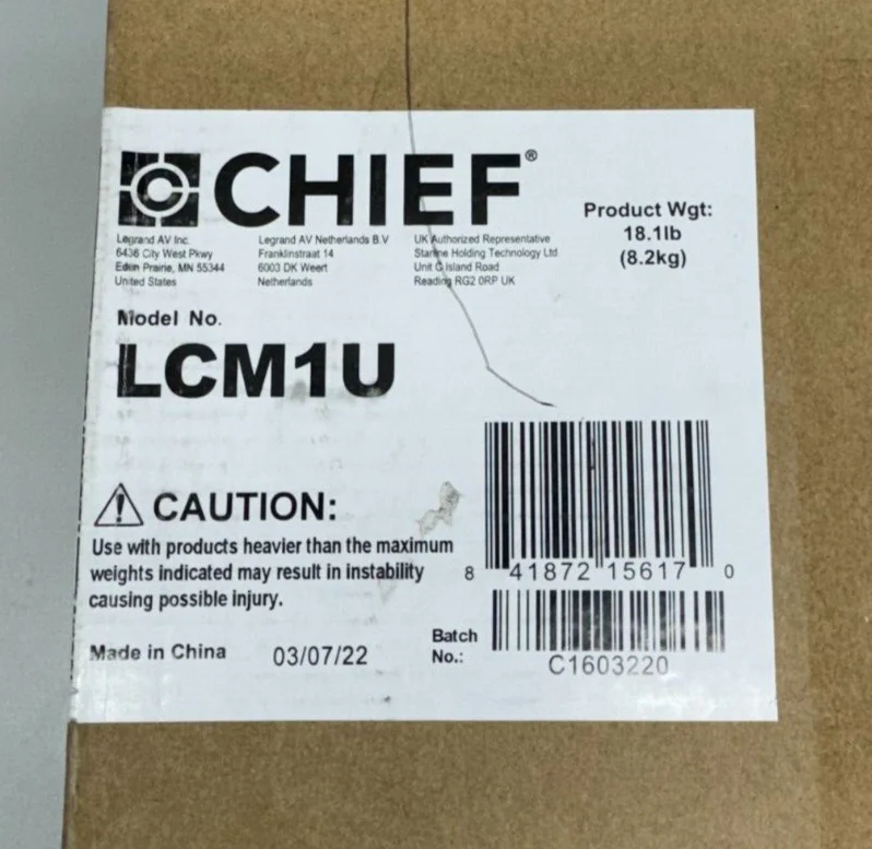 Chief LCM1U FUSION Large Flat Panel Ceiling Mount Supports 125lb (Black) - Image 2
