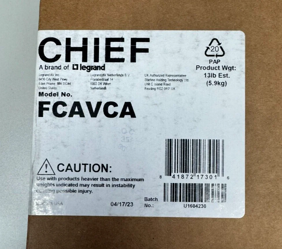 Chief Legrand FCAVCA Variable Column Adapter for I-beams Box-beams trusses - NEW - Image 2