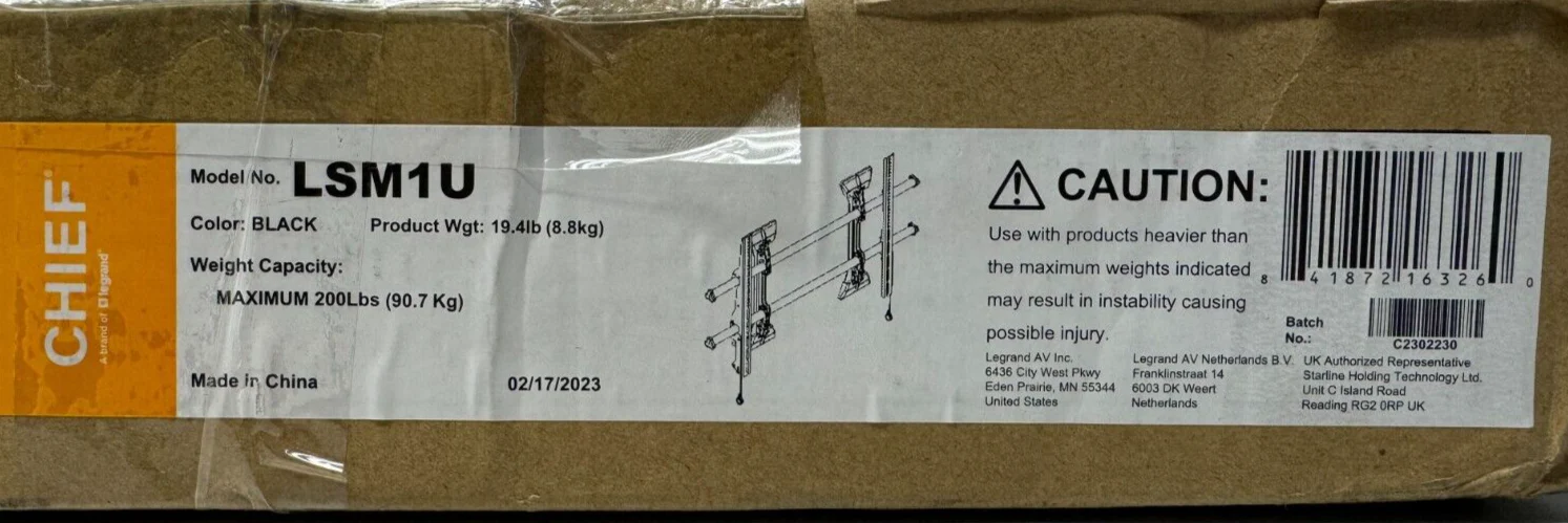 Chief LSM1U Fusion Series Fixed Wall Mount for 42 to 86" Displays - Image 6