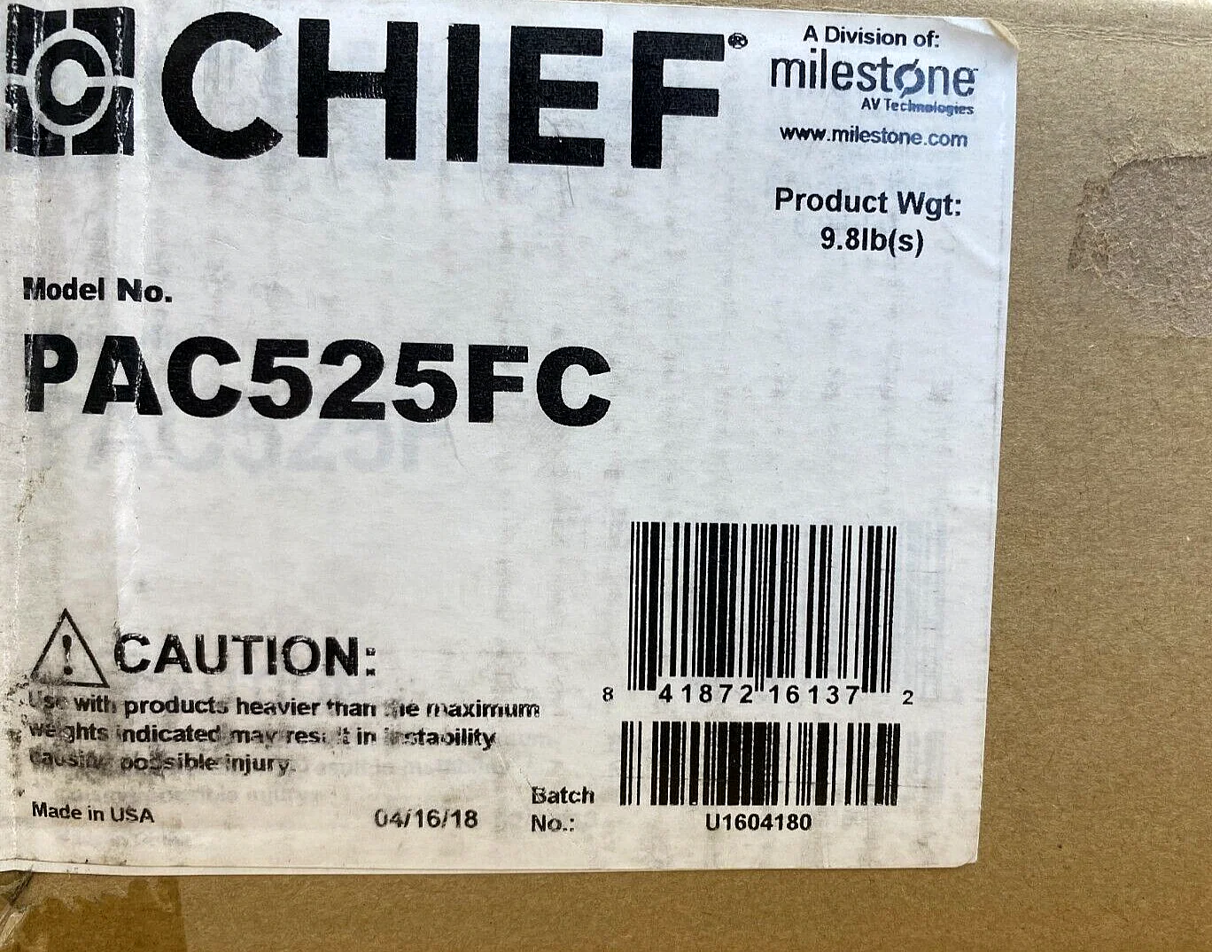 Chief PAC525FC In-Wall Storage Box