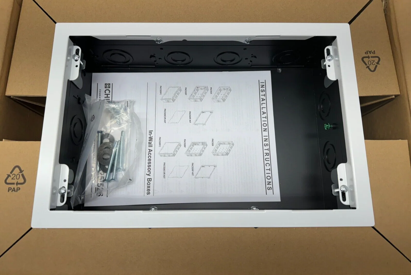 Chief PAC525FCW In-Wall Storage Box with Flange and Cover (White) - Image 4