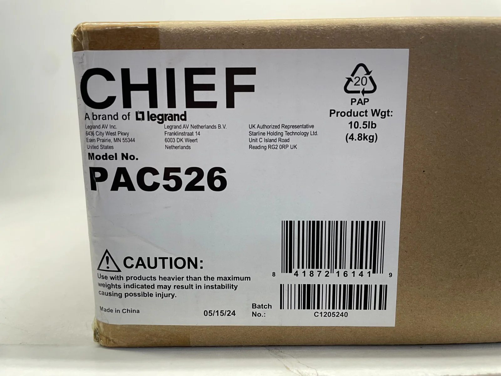 Chief PAC526 In-Wall Storage/Cable Management Box (Large) NOB - Image 2