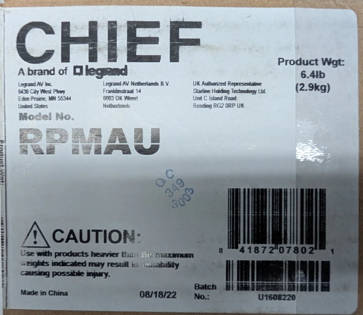 Chief RPMAU RPA Elite Projector Mount - Image 3