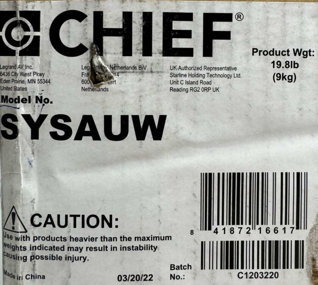 Chief SYSAUW Suspended Ceiling Projector System (0 to 12" Drop, White) - Image 2