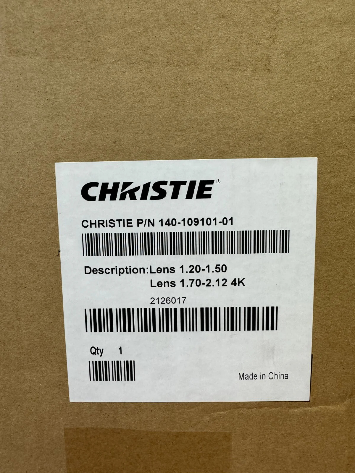 Christie 140-109101-01 140-109101-XX Short Throw Projector Lens 1.2-1.5 1.7-2.12 - Image 3