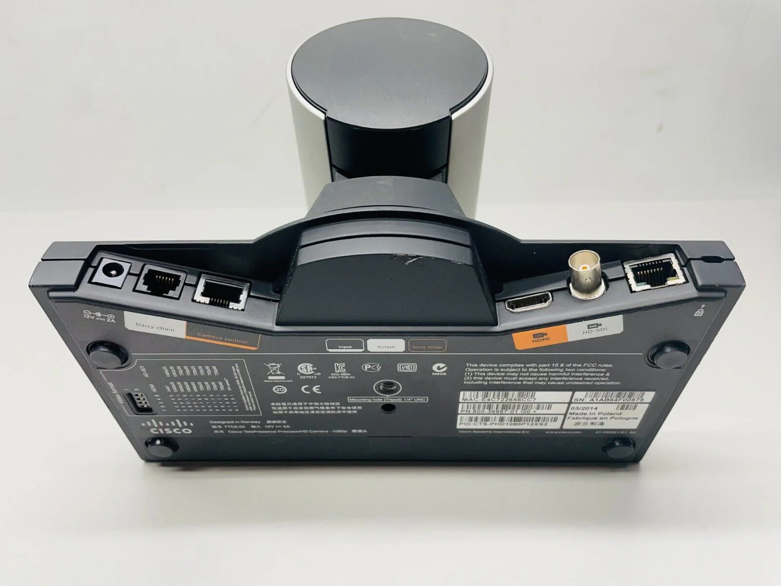Cisco 800-36867-01 G0 TelePresence Conferencing Camera CTS-PHD1080P12XS2 - Image 5