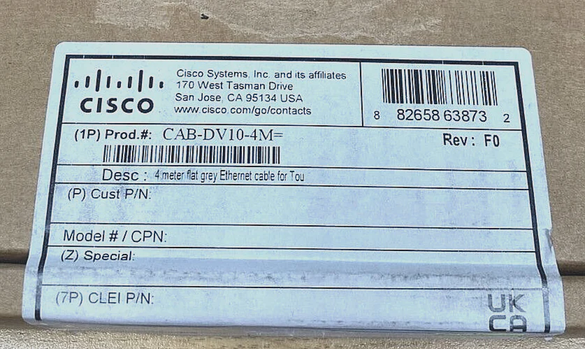 Cisco CAB-DV10-4M PoE Ethernet Cable