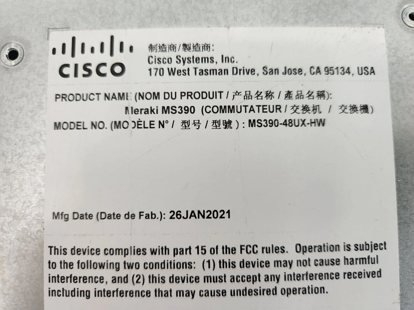 Cisco Meraki MS390 MS390-48UX-HW PoE+ Switch UNCLAIMED w/ Dual PSU - Image 4