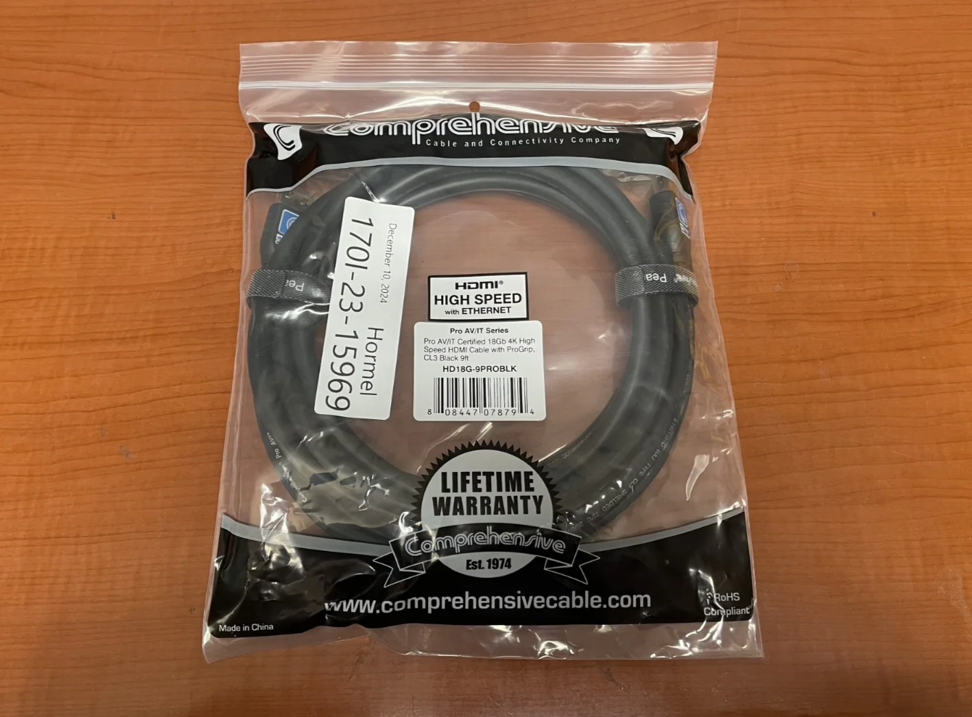 Comprehensive HD18G-9PROBLK Pro AV/IT 18Gb 4K High Speed HDMI Cable 9 ft
