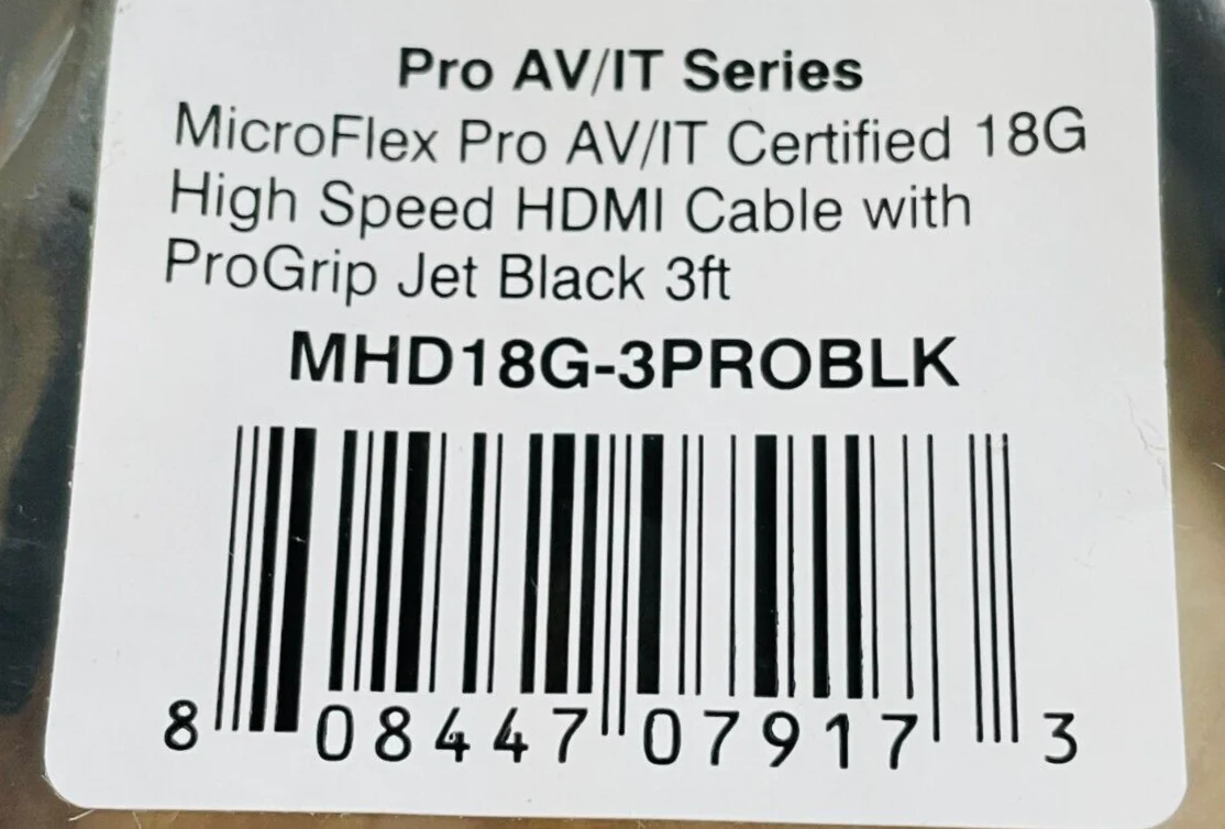 Comprehensive MHD18G-3PROBLK MicroFlex Pro AV/IT HDMI Cable Black 3ft LOT OF 12 - Image 3